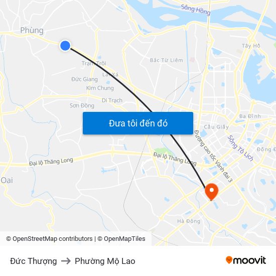 Đức Thượng to Phường Mộ Lao map