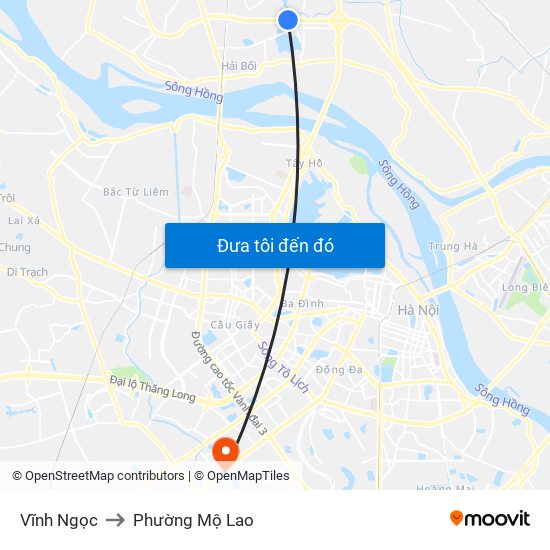 Vĩnh Ngọc to Phường Mộ Lao map