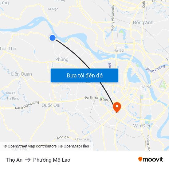 Thọ An to Phường Mộ Lao map