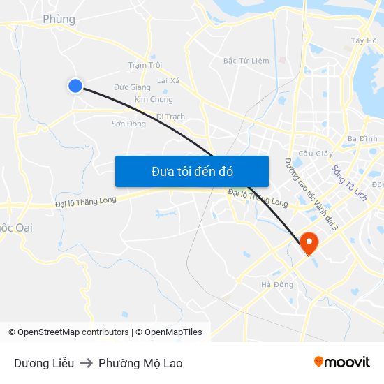 Dương Liễu to Phường Mộ Lao map