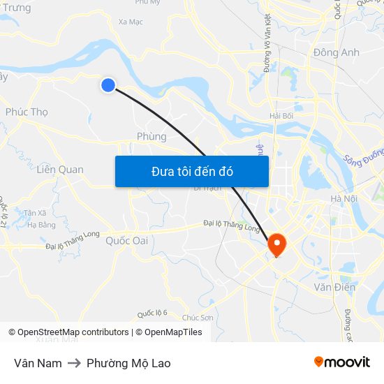 Vân Nam to Phường Mộ Lao map