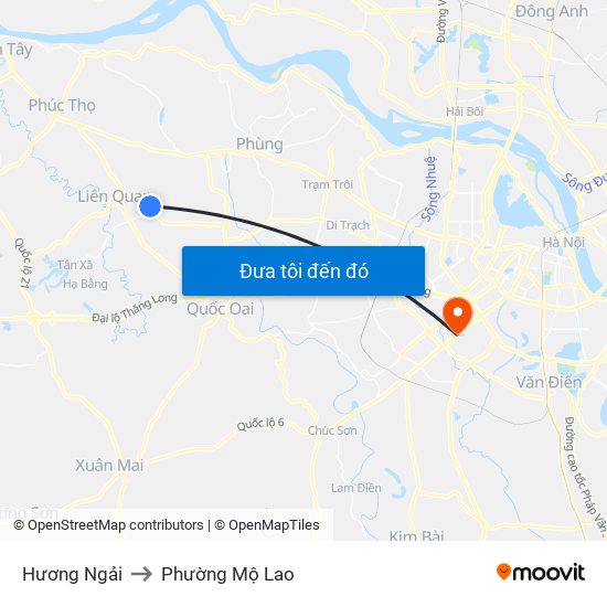 Hương Ngải to Phường Mộ Lao map