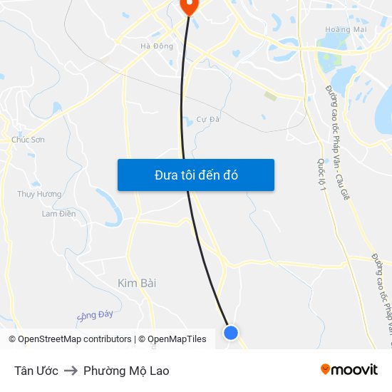 Tân Ước to Phường Mộ Lao map