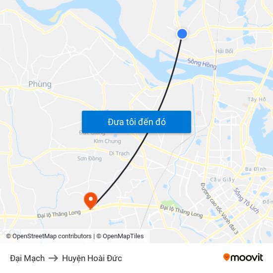 Đại Mạch to Huyện Hoài Đức map