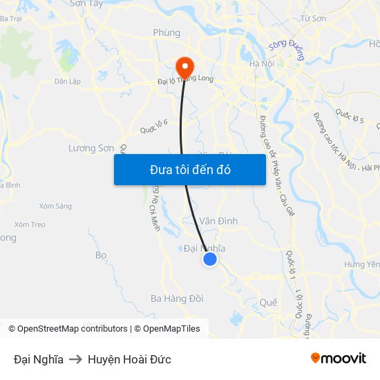 Đại Nghĩa to Huyện Hoài Đức map