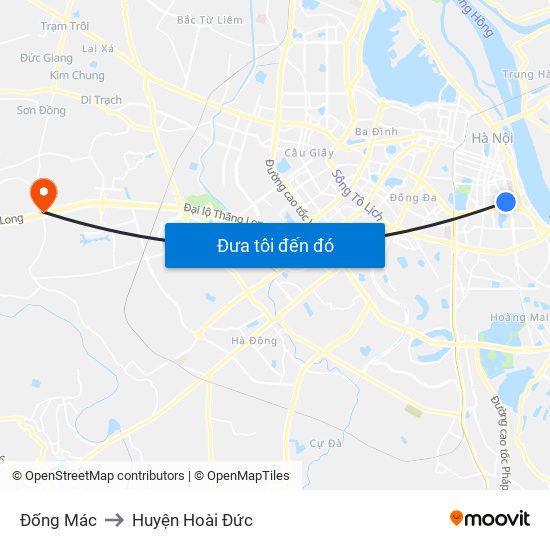 Đống Mác to Huyện Hoài Đức map