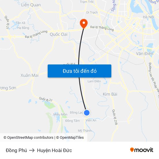 Đồng Phú to Huyện Hoài Đức map