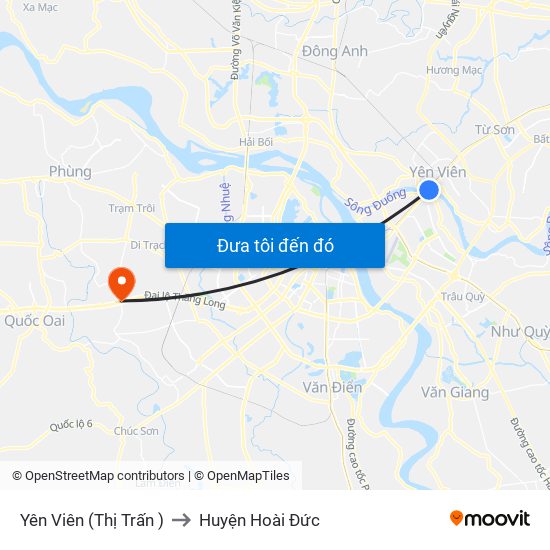 Yên Viên (Thị Trấn ) to Huyện Hoài Đức map