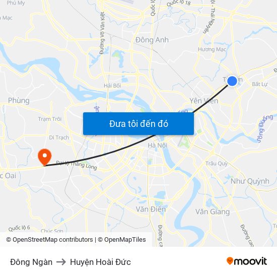 Đông Ngàn to Huyện Hoài Đức map