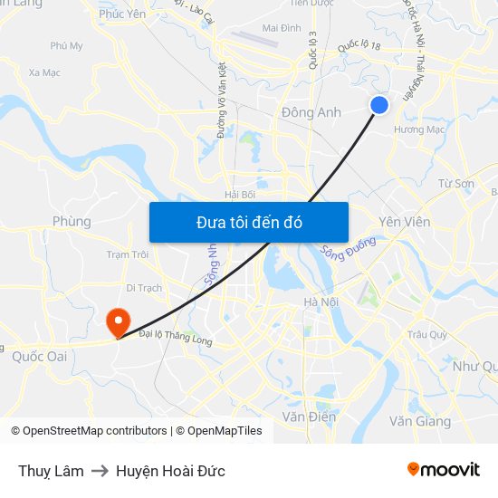 Thuỵ Lâm to Huyện Hoài Đức map