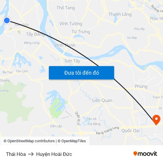 Thái Hòa to Huyện Hoài Đức map
