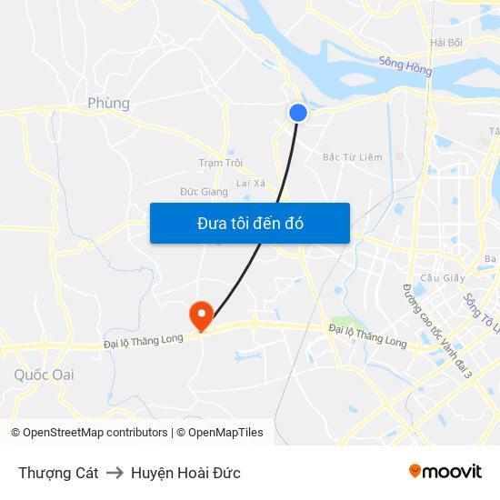 Thượng Cát to Huyện Hoài Đức map