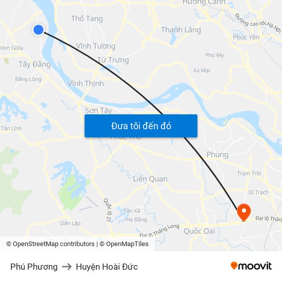 Phú Phương to Huyện Hoài Đức map