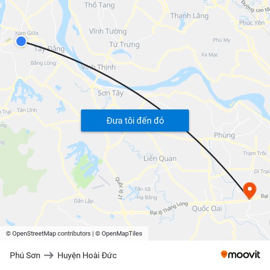 Phú Sơn to Huyện Hoài Đức map