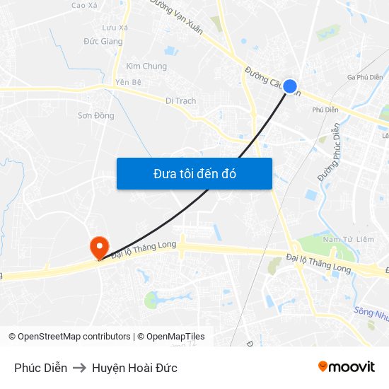 Phúc Diễn to Huyện Hoài Đức map