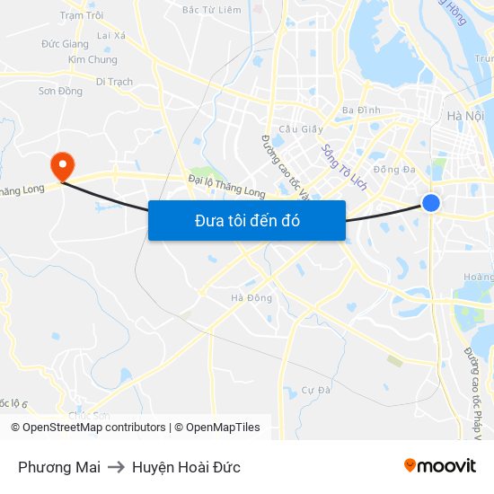 Phương Mai to Huyện Hoài Đức map