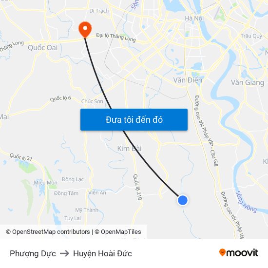 Phượng Dực to Huyện Hoài Đức map