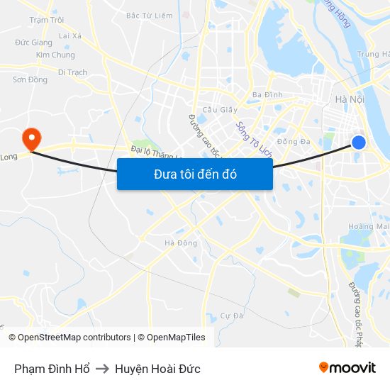 Phạm Đình Hổ to Huyện Hoài Đức map