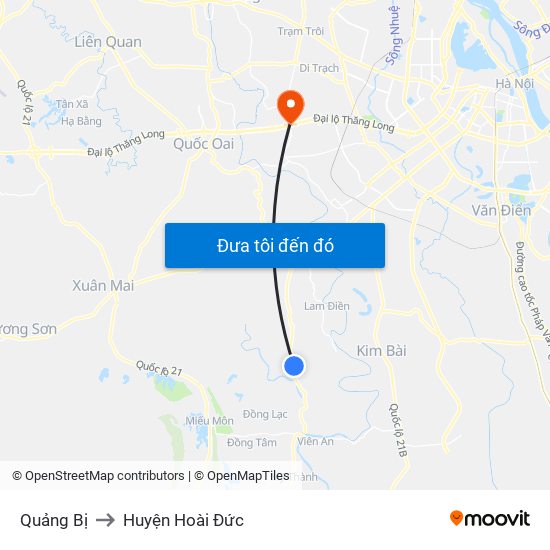 Quảng Bị to Huyện Hoài Đức map