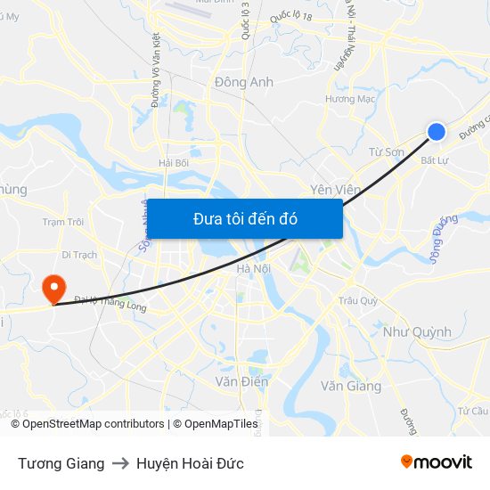 Tương Giang to Huyện Hoài Đức map