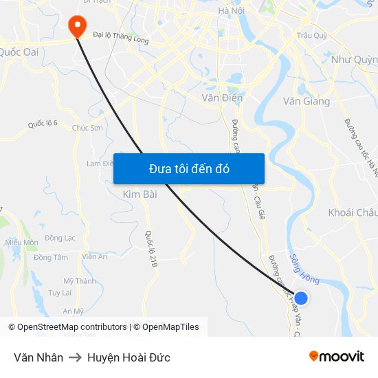 Văn Nhân to Huyện Hoài Đức map