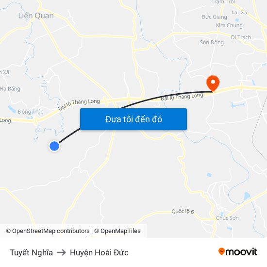 Tuyết Nghĩa to Huyện Hoài Đức map