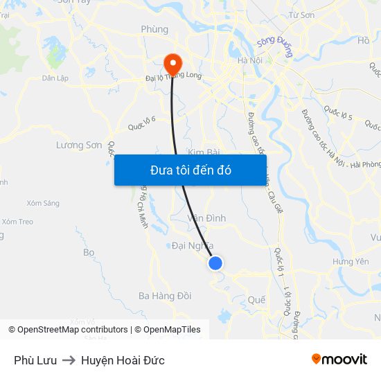 Phù Lưu to Huyện Hoài Đức map