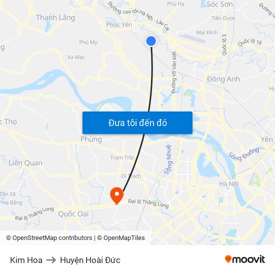 Kim Hoa to Huyện Hoài Đức map