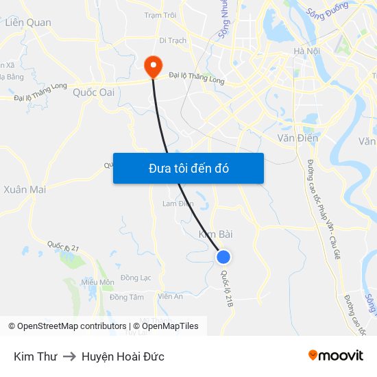 Kim Thư to Huyện Hoài Đức map