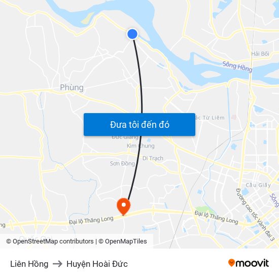 Liên Hồng to Huyện Hoài Đức map