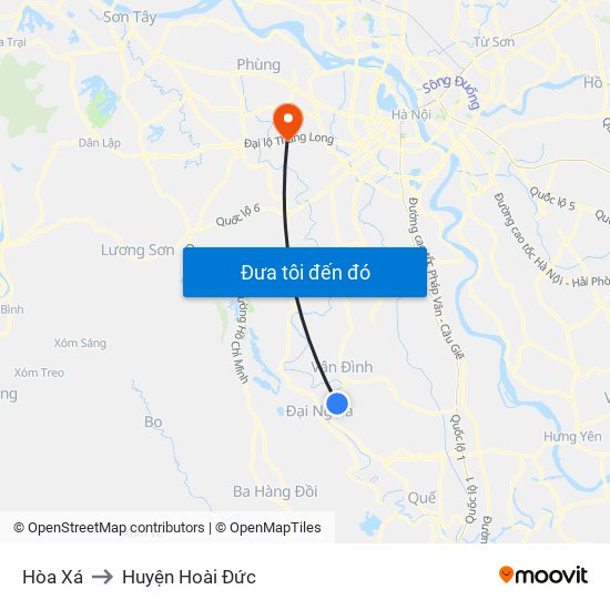 Hòa Xá to Huyện Hoài Đức map