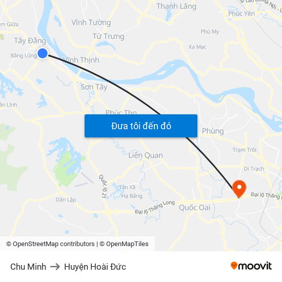Chu Minh to Huyện Hoài Đức map