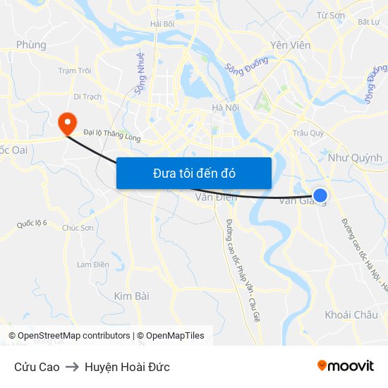 Cửu Cao to Huyện Hoài Đức map