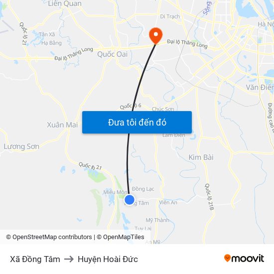 Xã Đồng Tâm to Huyện Hoài Đức map