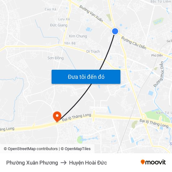 Phường Xuân Phương to Huyện Hoài Đức map