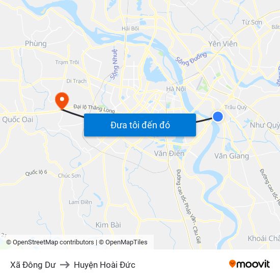 Xã Đông Dư to Huyện Hoài Đức map