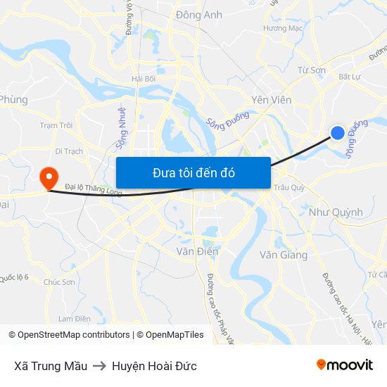 Xã Trung Mầu to Huyện Hoài Đức map