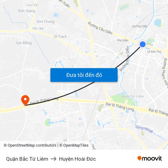 Quận Bắc Từ Liêm to Huyện Hoài Đức map