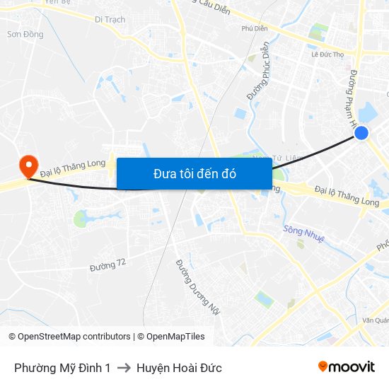 Phường Mỹ Đình 1 to Huyện Hoài Đức map