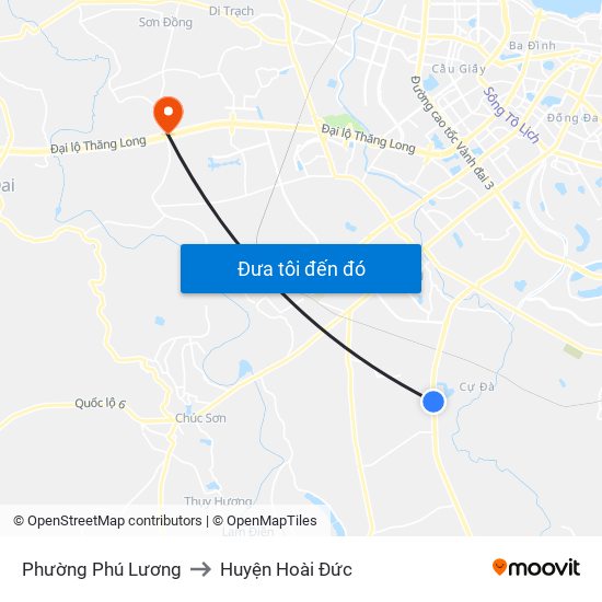 Phường Phú Lương to Huyện Hoài Đức map