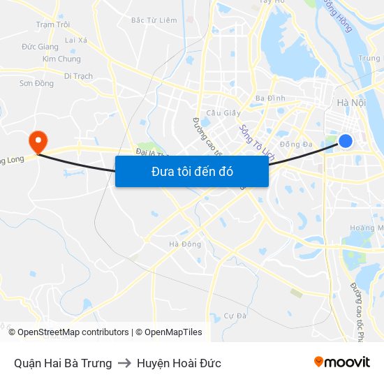 Quận Hai Bà Trưng to Huyện Hoài Đức map