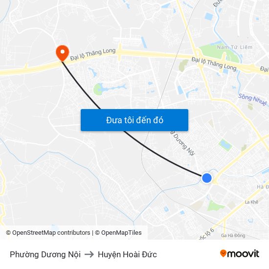 Phường Dương Nội to Huyện Hoài Đức map