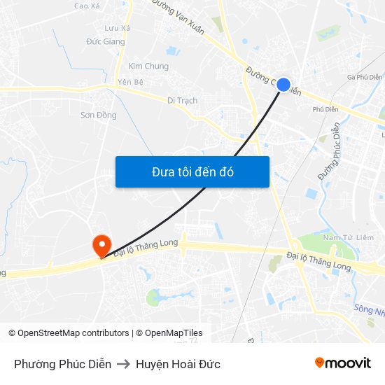 Phường Phúc Diễn to Huyện Hoài Đức map