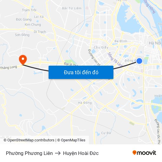 Phường Phương Liên to Huyện Hoài Đức map