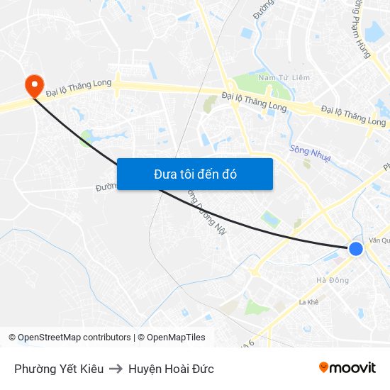 Phường Yết Kiêu to Huyện Hoài Đức map