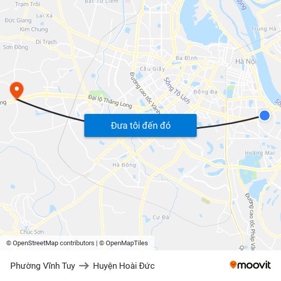 Phường Vĩnh Tuy to Huyện Hoài Đức map