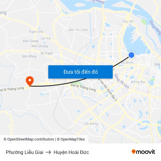 Phường Liễu Giai to Huyện Hoài Đức map