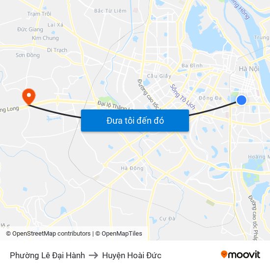 Phường Lê Đại Hành to Huyện Hoài Đức map