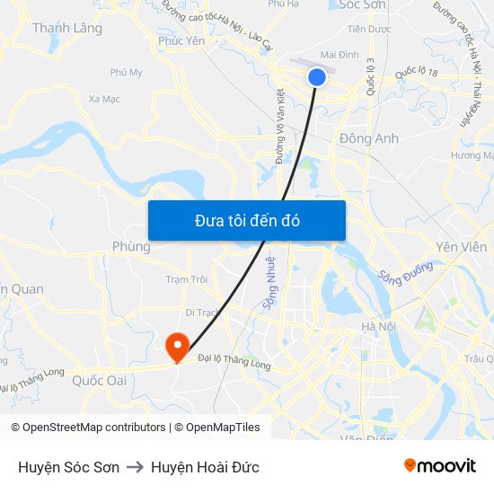 Huyện Sóc Sơn to Huyện Hoài Đức map