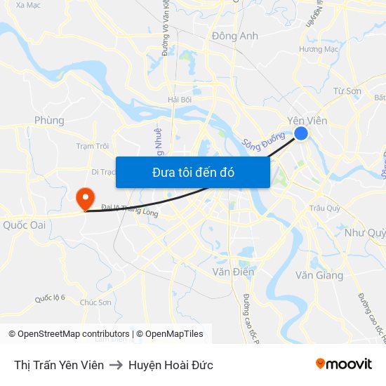 Thị Trấn Yên Viên to Huyện Hoài Đức map